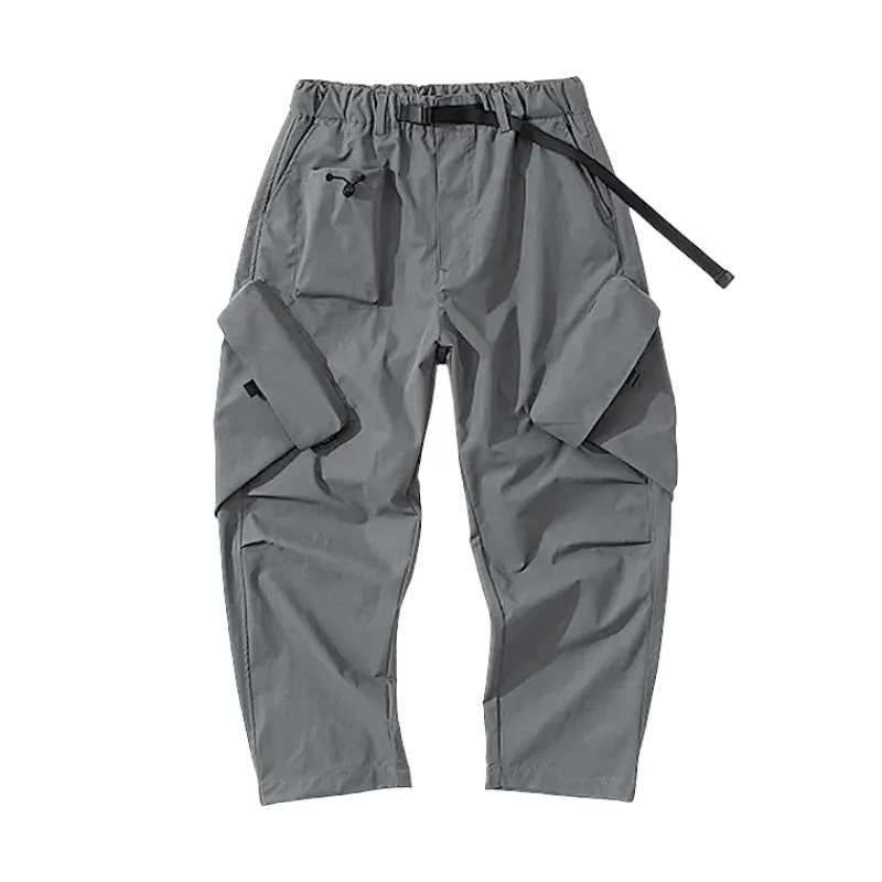 Baggy fit 3-D pocket cargo pants with belt