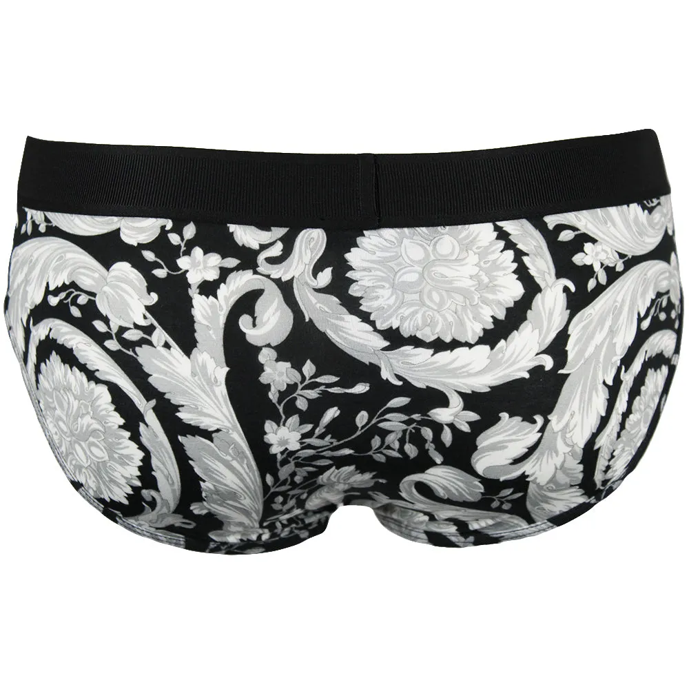 Barocco Print Briefs, Black/Grey