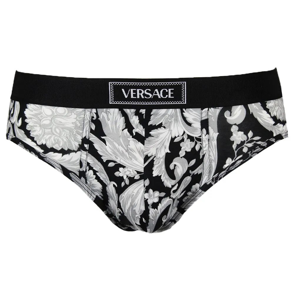 Barocco Print Briefs, Black/Grey