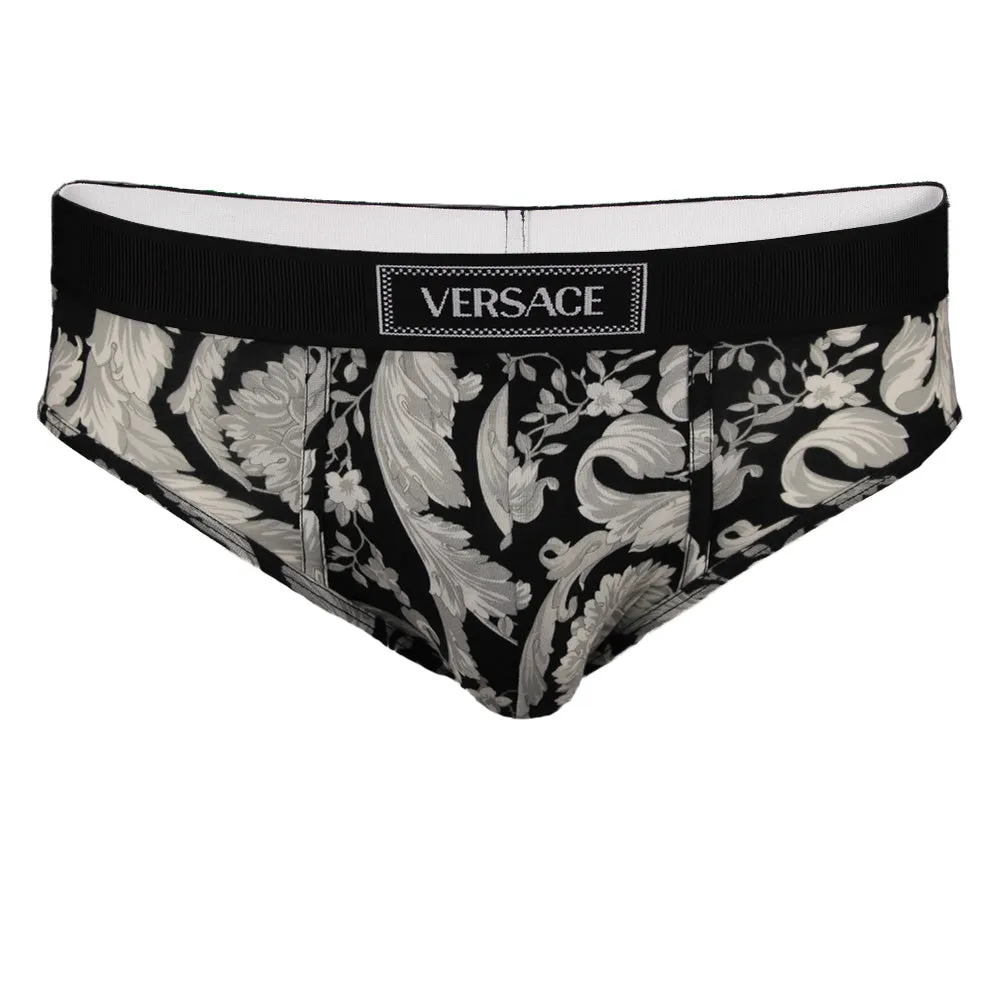 Barocco Print Briefs, Black/Grey