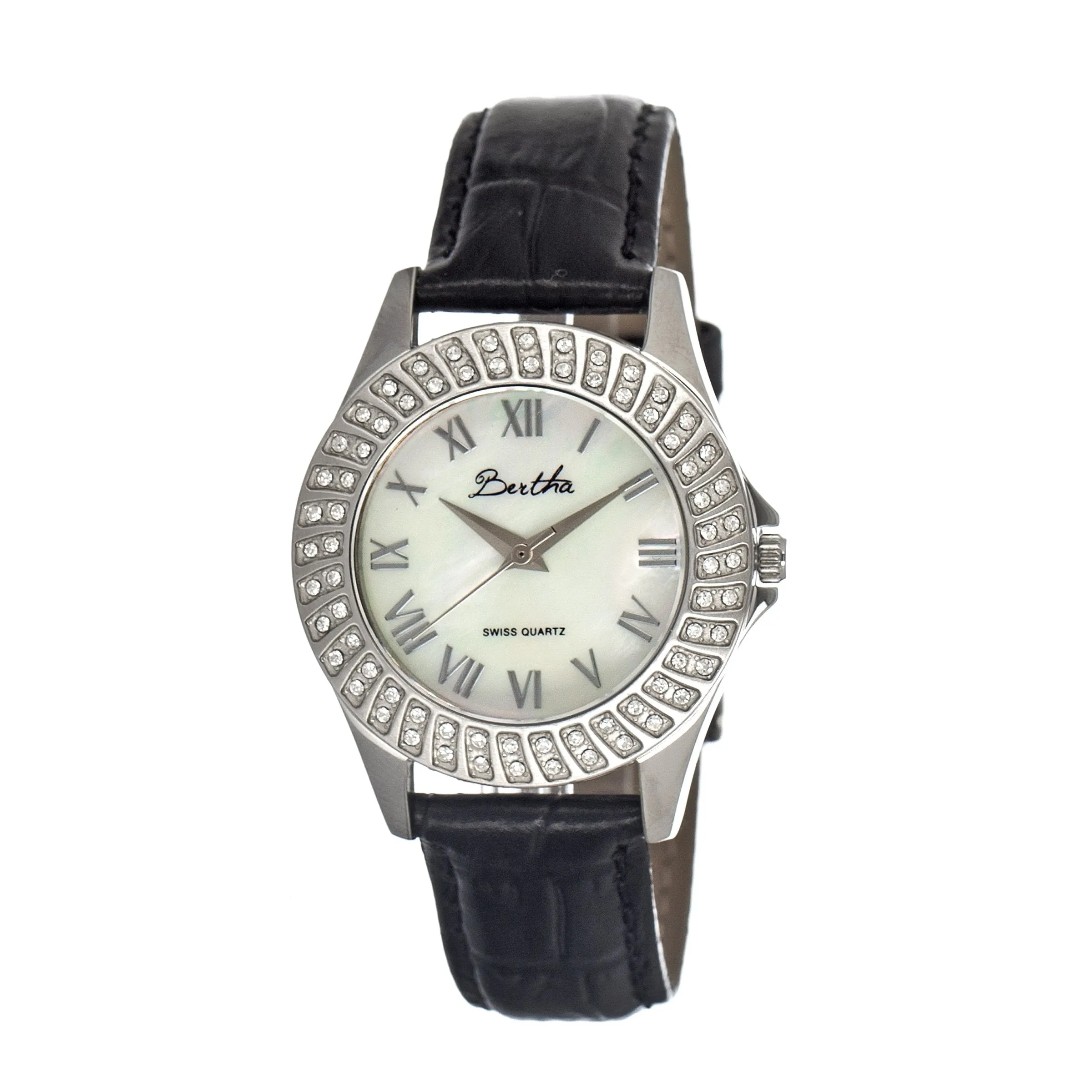 Bertha Audrey MOP Leather-Band Ladies Watch