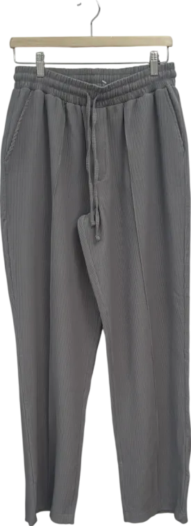 boohooMan Grey Ruffled Loose Fit Trouser UK S