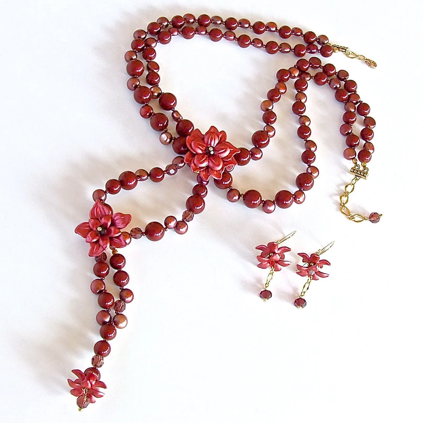 Breathless: 19" Red Statement Necklace Set