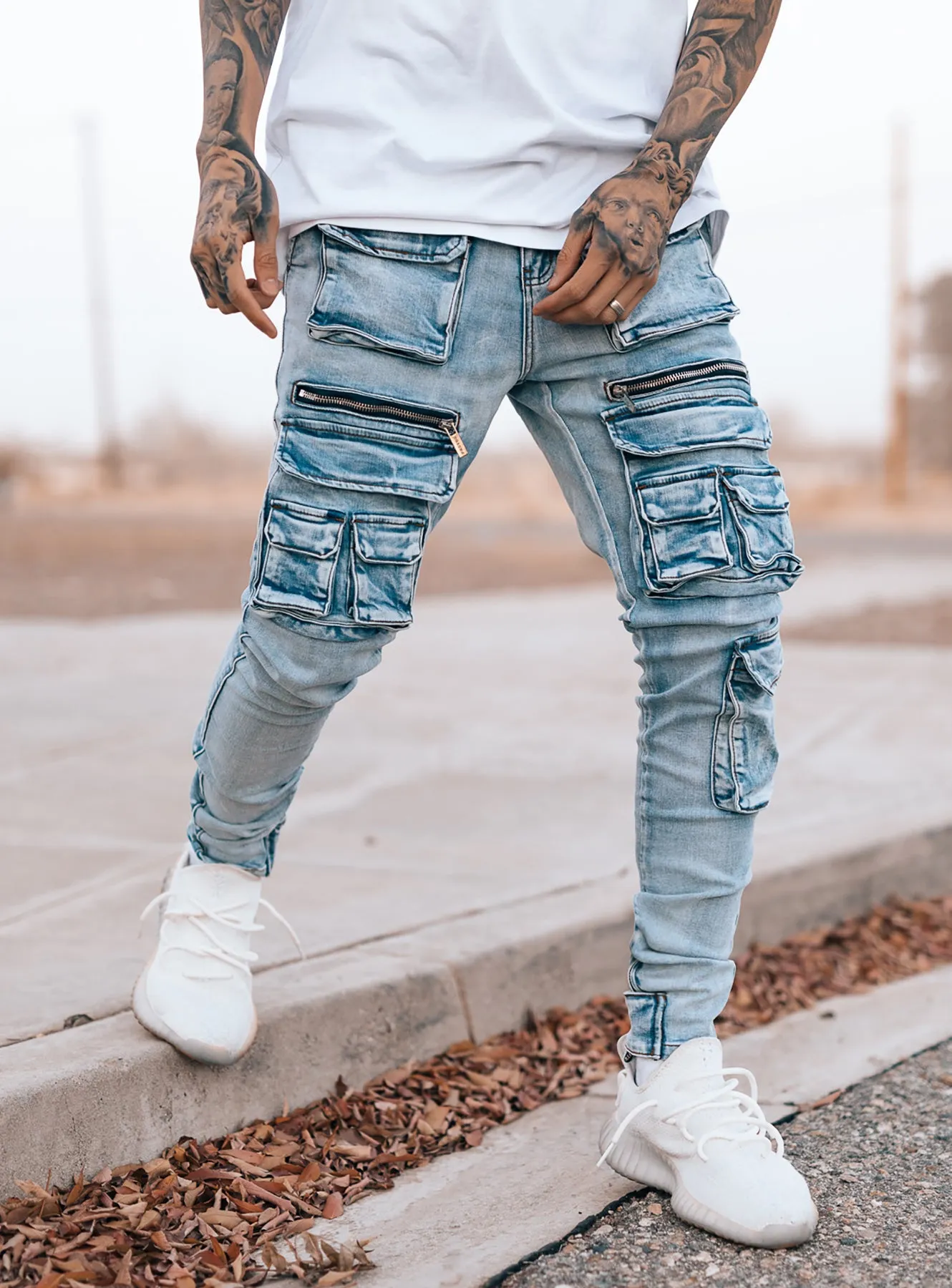Cargo Jeans V5 in Light Blue