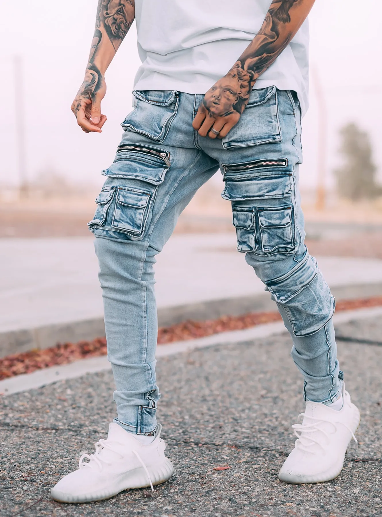 Cargo Jeans V5 in Light Blue