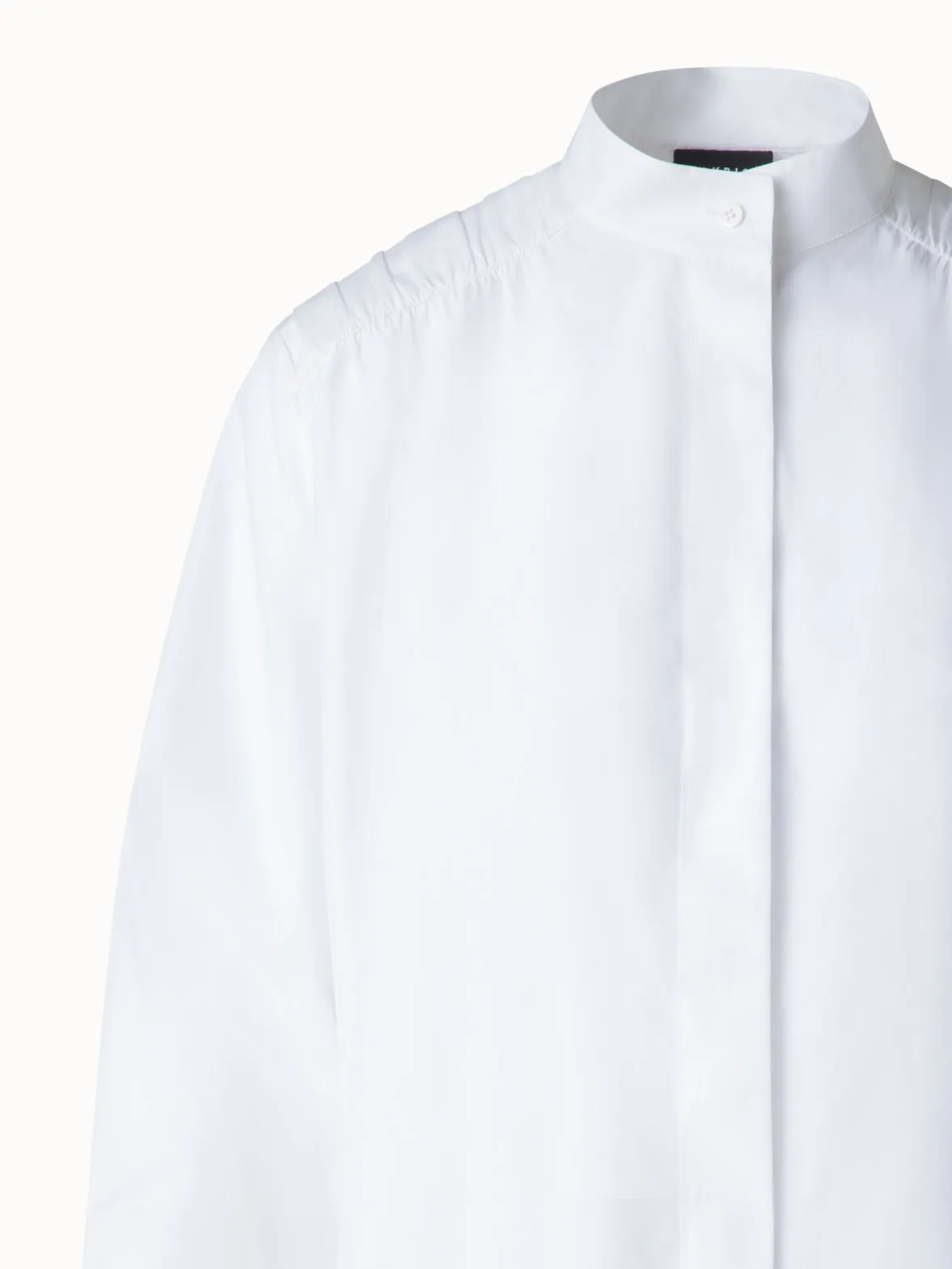 Cotton Blouse with Gathered Shoulder Detail