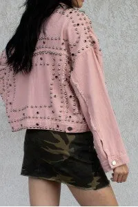 Denim Studded Oversized Jacket