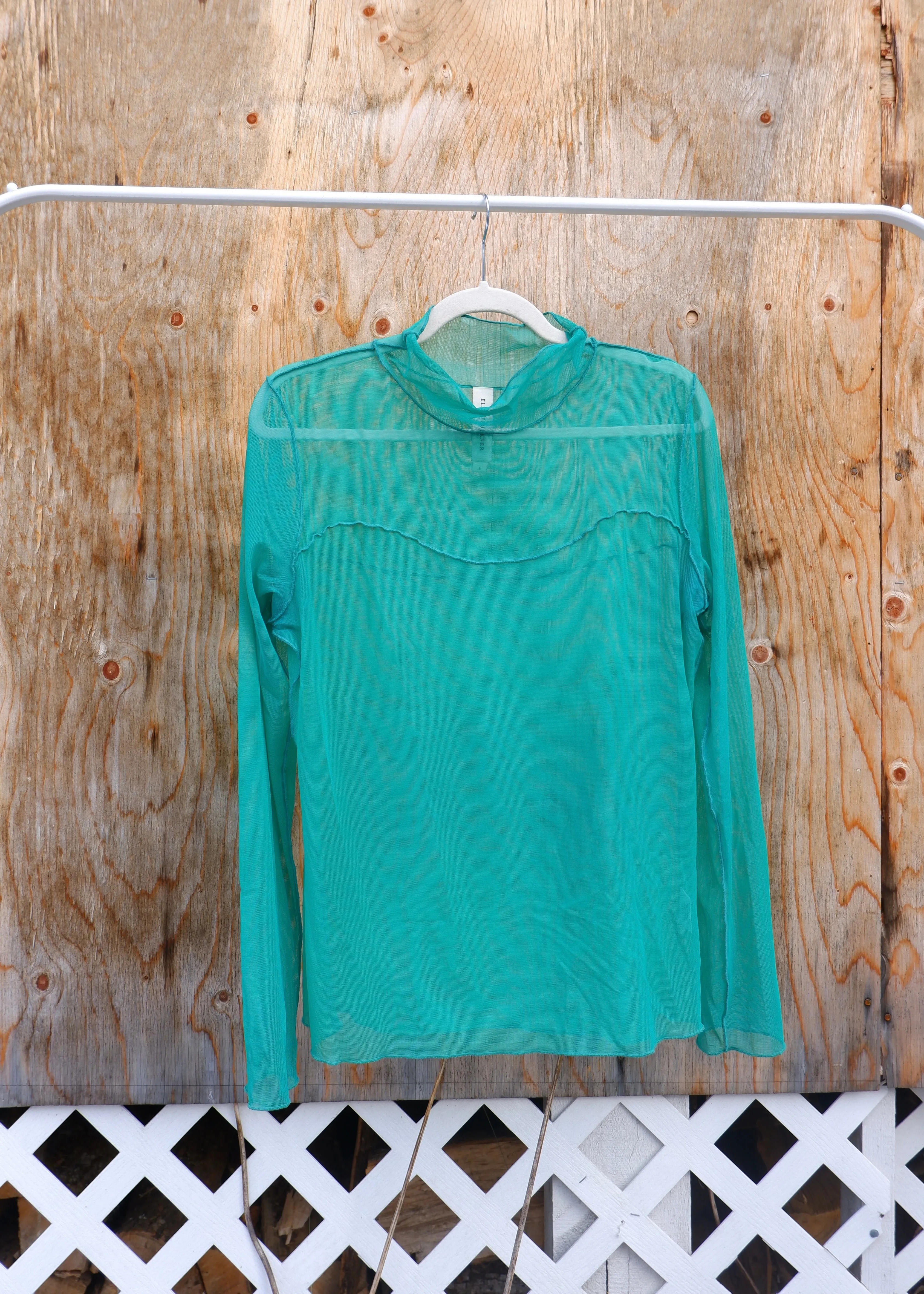 Eliza Faulkner Wave Mesh Turtleneck, Teal - L