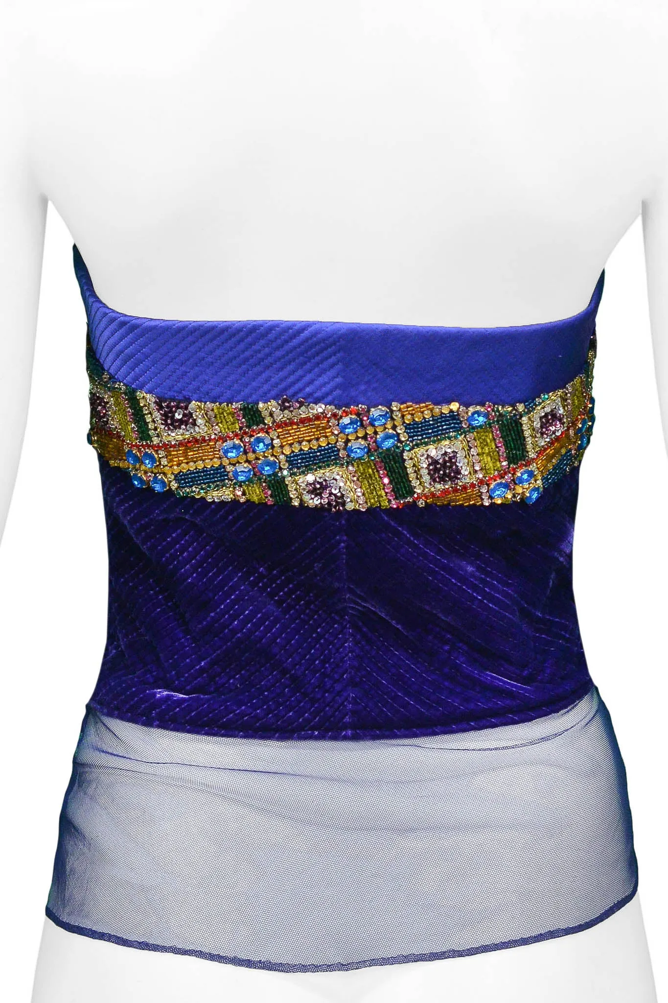 GIANNI VERSACE RHINESTONE & VELVET COUTURE BUSTIER