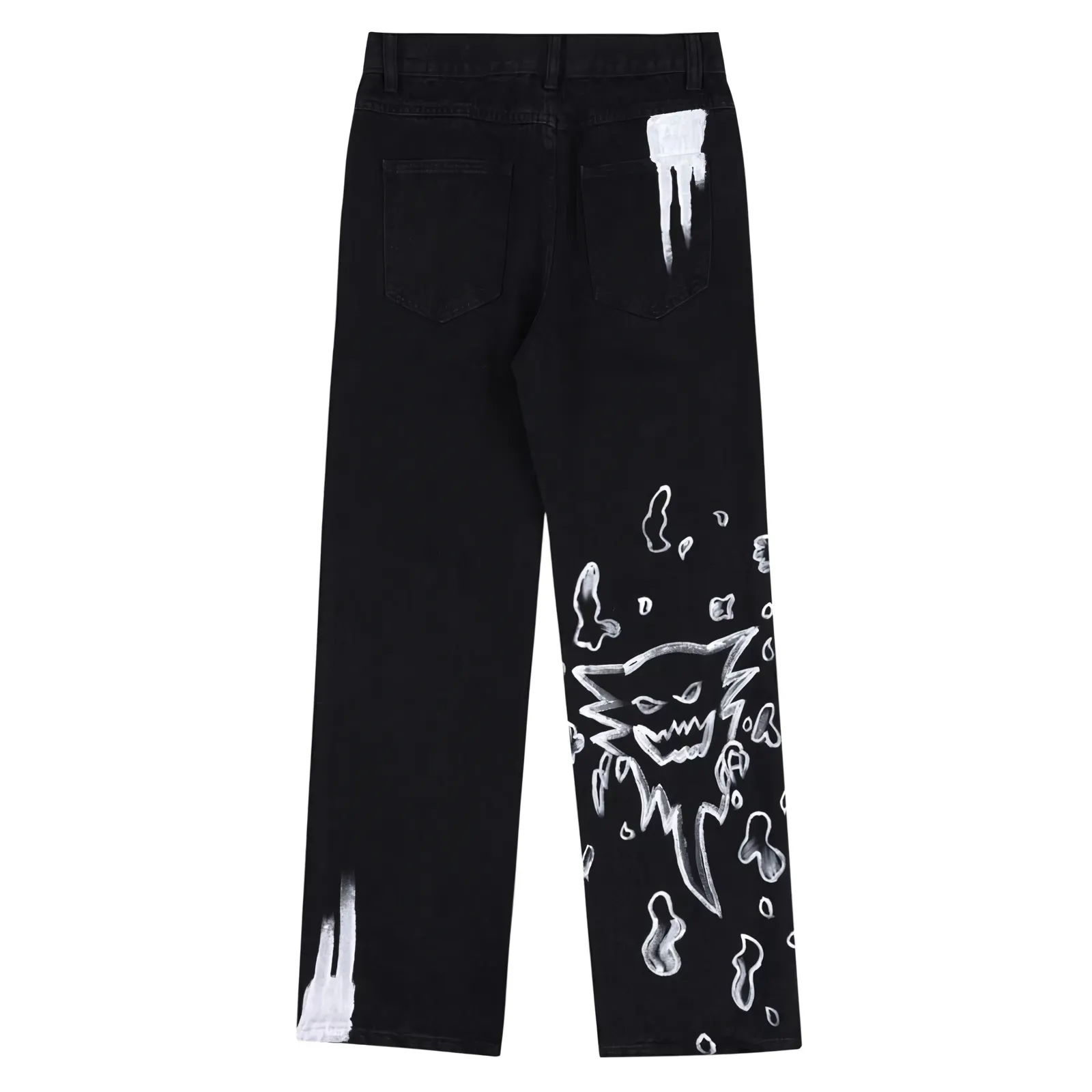 'Haunter' Custom Painted Black Denim Jeans