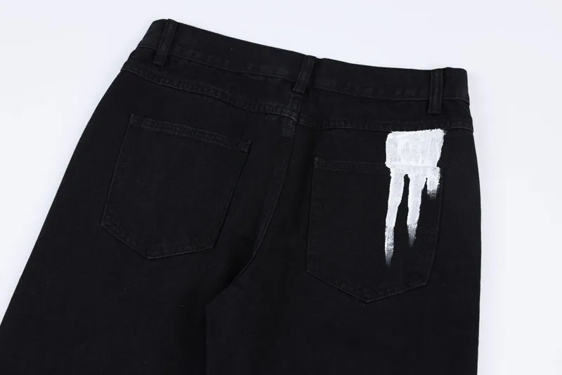 'Haunter' Custom Painted Black Denim Jeans