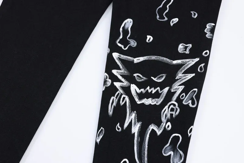 'Haunter' Custom Painted Black Denim Jeans