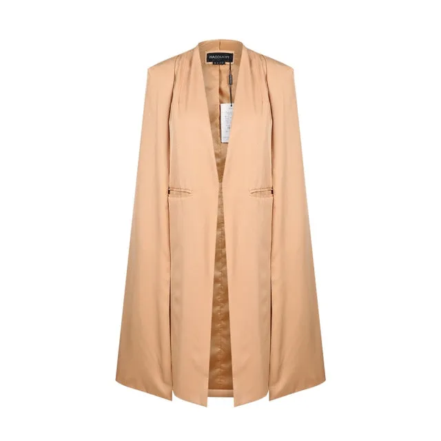 HDY Haoduoyi 2017 Women Casual Open Front Blazer Suits with Pocket Cape Trench Coat Duster Coat Longline Cloak  Poncho Coat