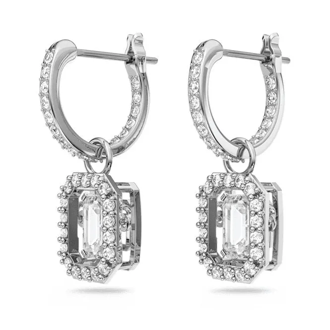 Millenia Drop Octagon Cut White Rhodium Plated Earrings 5638495