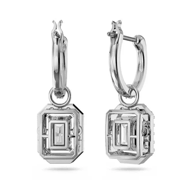 Millenia Drop Octagon Cut White Rhodium Plated Earrings 5638495