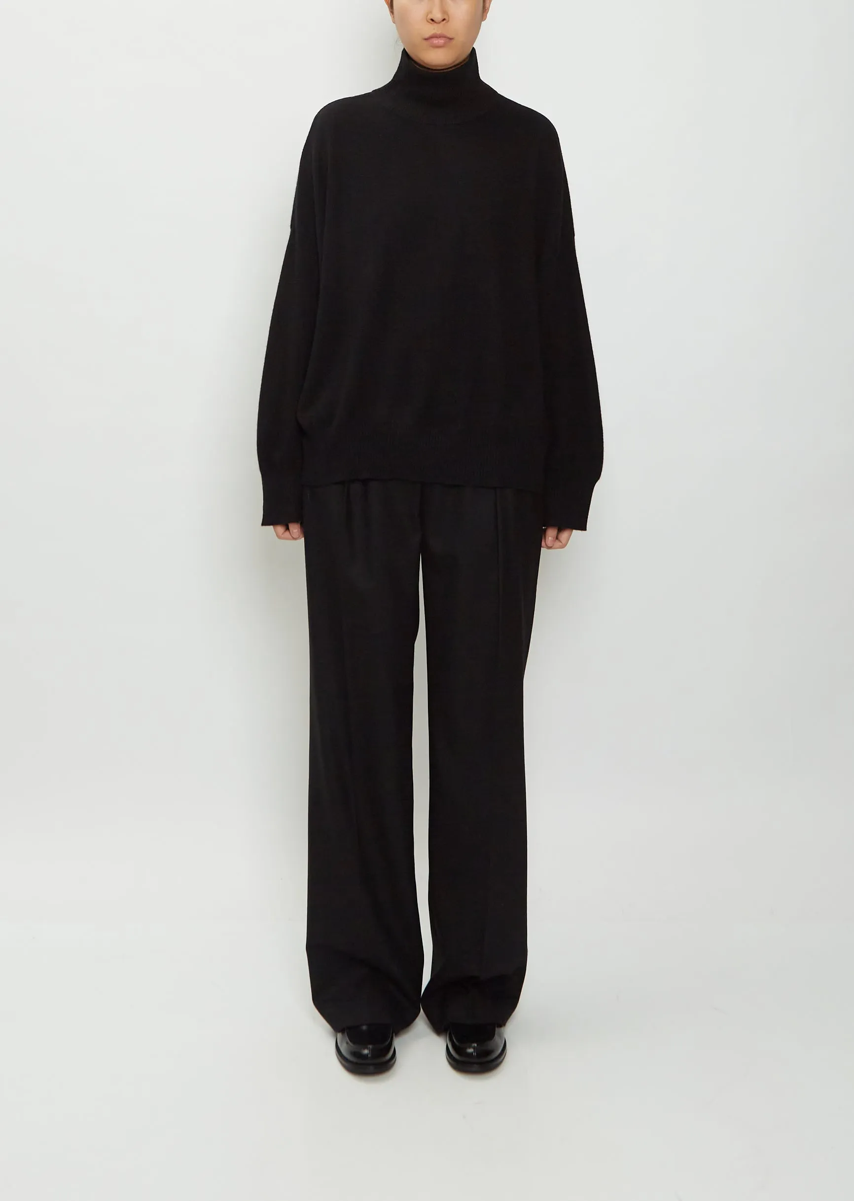 Murano High Collar Cashmere Sweater — Black