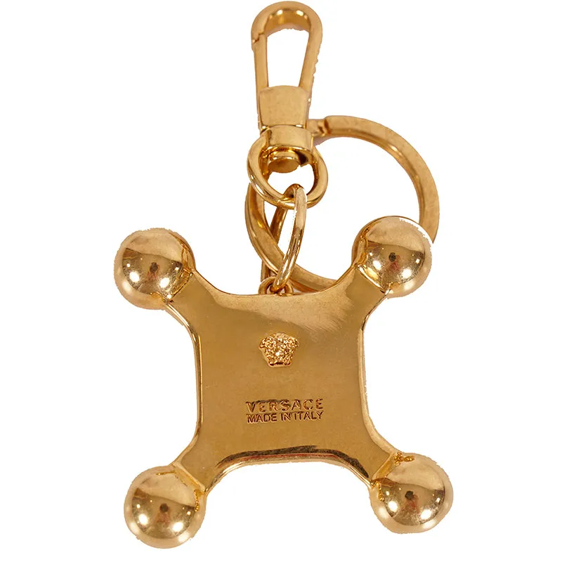 NEW $625 VERSACE Runway Gold Tone Metal Porcelain FAUCET Handle KEYRING FOB