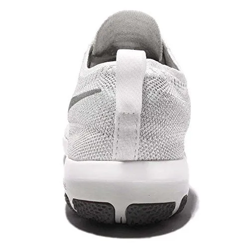 NIKE WOMEN'S FREE TR FOCUS FLYKNIT RUNNING SHOES (9 B(M) US, WHITE/CLEAR GREY/WOLF GREY/METALLIC SILVER)