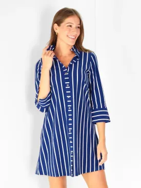 Oaklee Dress Navy & White Stripe by Duffield Lane