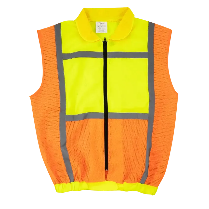 Reflective lime & orange sleeveless jackets