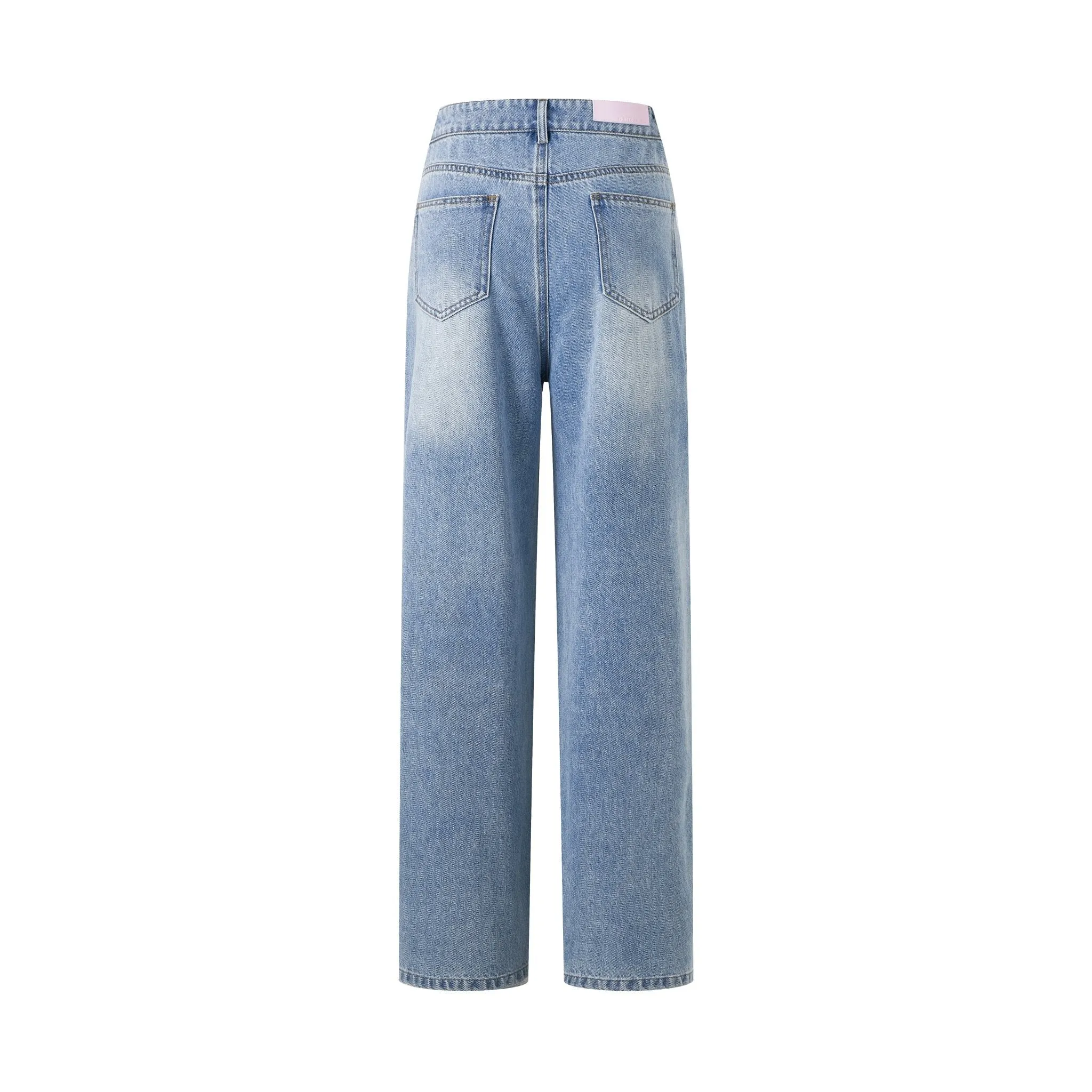Slant Lapel Patchwork Lace Jeans