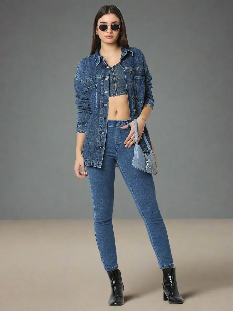 TARAMA Womens Oversized Denim Shacket