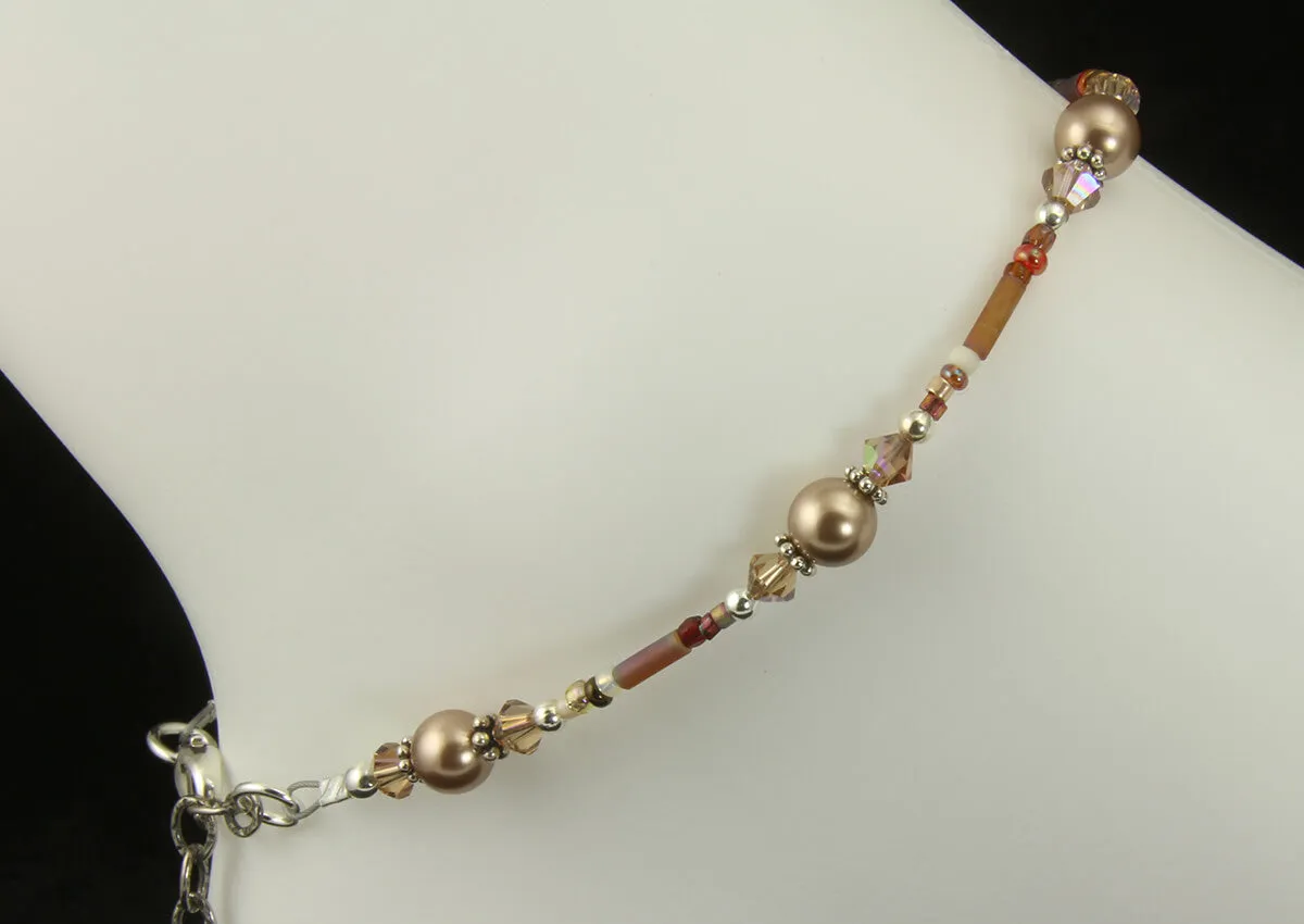 Topaz Almond Pearl Beaded Anklet