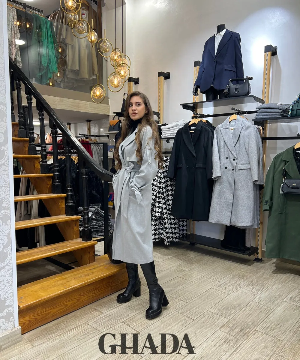 Trench long oversize en gris