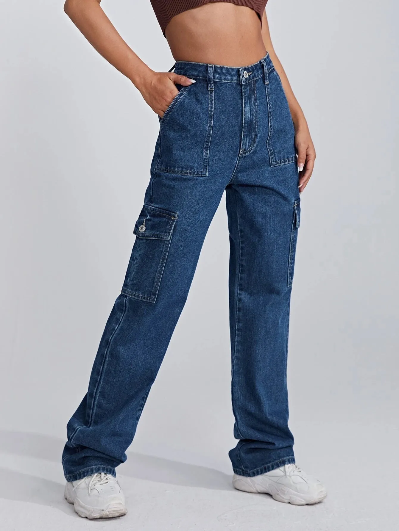 Waist Flap Pocket Side Jeans